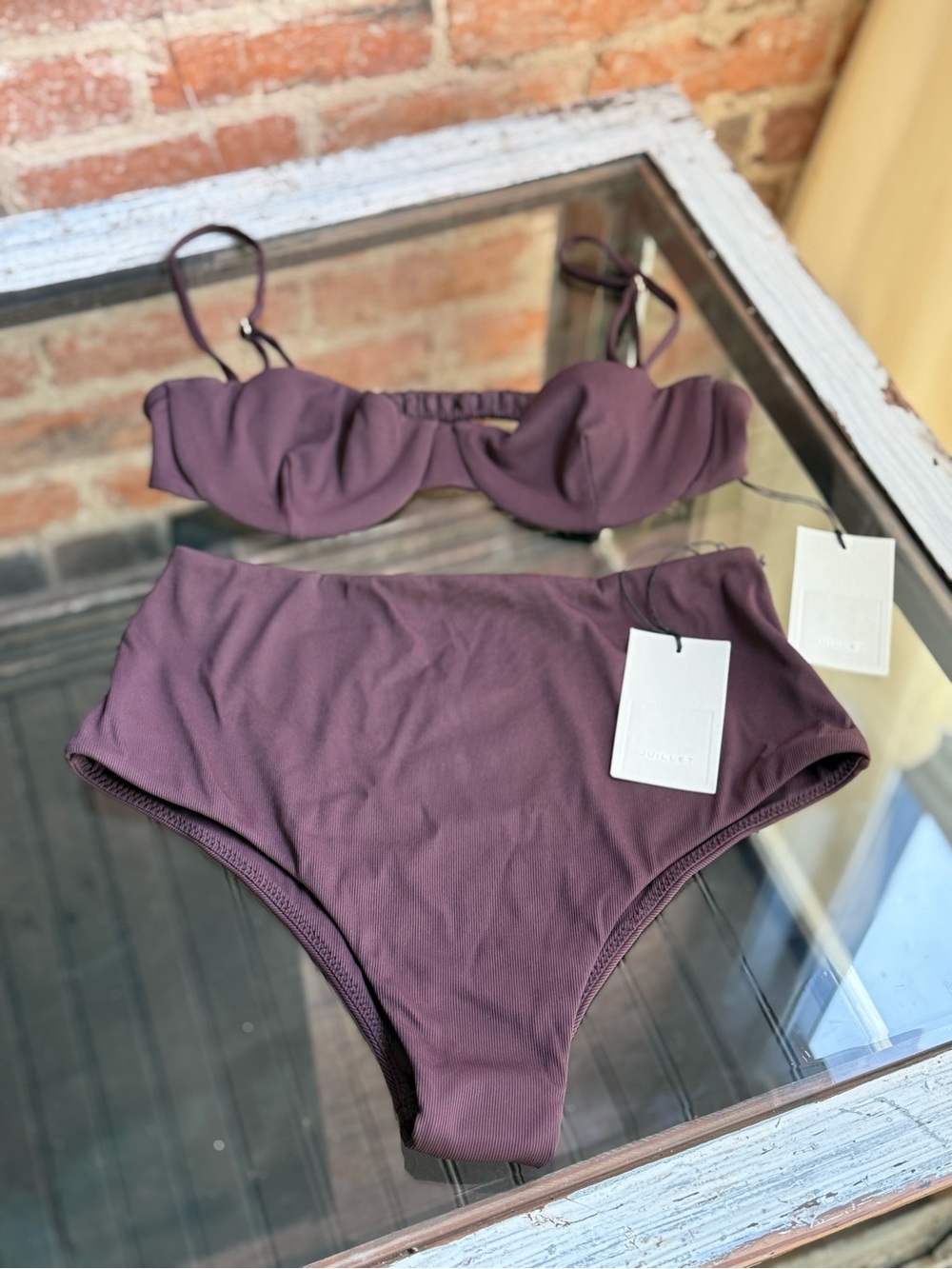 Supportive High-Waist Bikini Set in Plum